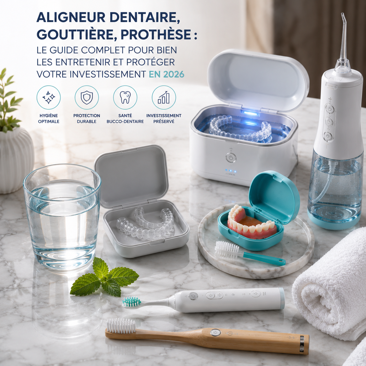 Aligneur dentaire, gouttière, prothèse : le guide complet pour bien les entretenir et protéger votre investissement en 2026