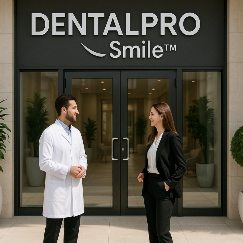 DentalPro Smile™ - marque spécialisée exclusivement dans la santé bucco-dentaire haut de gamme, avec des solutions ciblées scientifiquement validées pour chaque problème (sensibilité, tartre, prothèses, blanchiment).