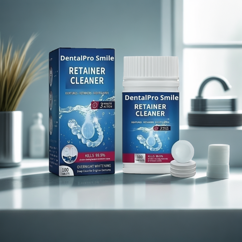 Nettoyage rapide et efficace des prothèses dentaires et aligneurs avec FreshTab Pro – élimine les mauvaises odeurs, redonne éclat et blancheur en 3 minutes sans frotter.