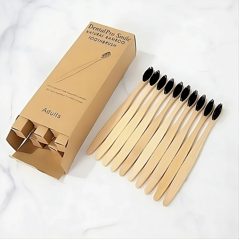 Brosse à dents en bambou écologique BambooBrush Pro™, nettoyage en profondeur, poils doux respectueux des gencives, brosse naturelle zéro plastique pour une bouche saine et un sourire éclatant.