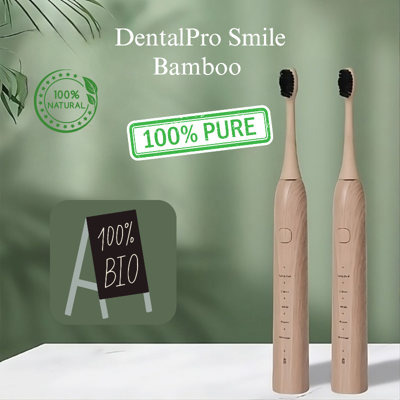 NaturalBamboo Pro brosse à dents sonique écologique sans plastique - brosse à dents bambou rechargeable pour sourire éclatant et gencives saines, alternative durable et zéro déchet