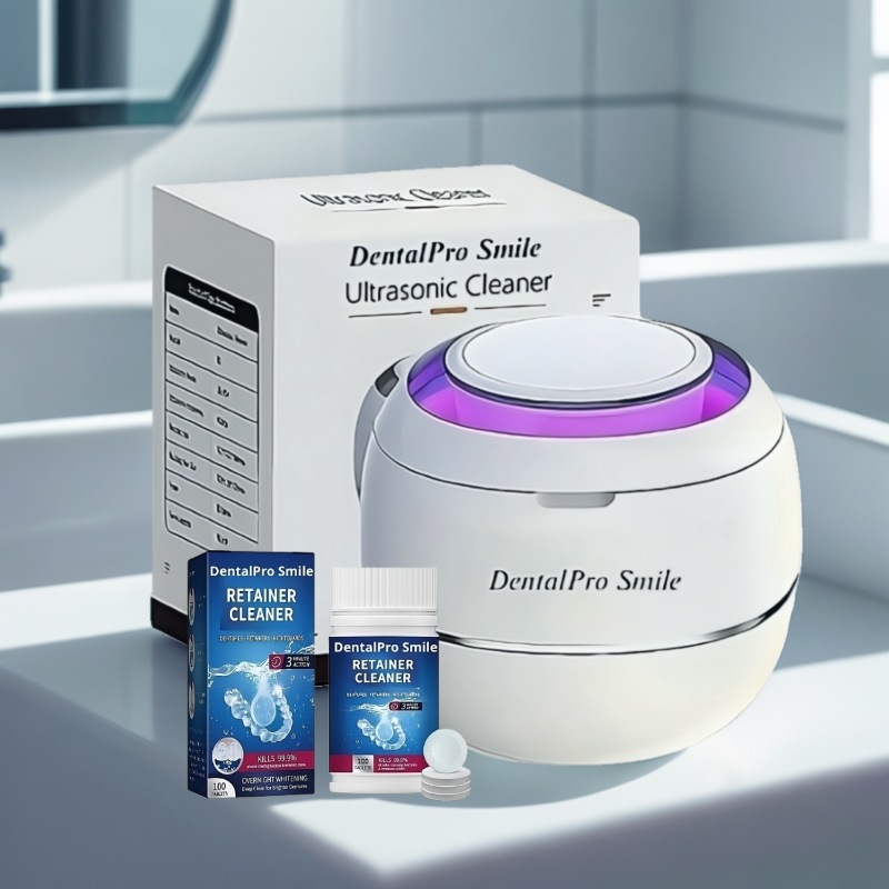 CleanWave Pro – Kit nettoyage professionnel à ultrasons avec 100 comprimés désinfectants effervescents – Élimine bactéries, tartre et saletés sur prothèses dentaires, appareils orthodontiques et bijoux