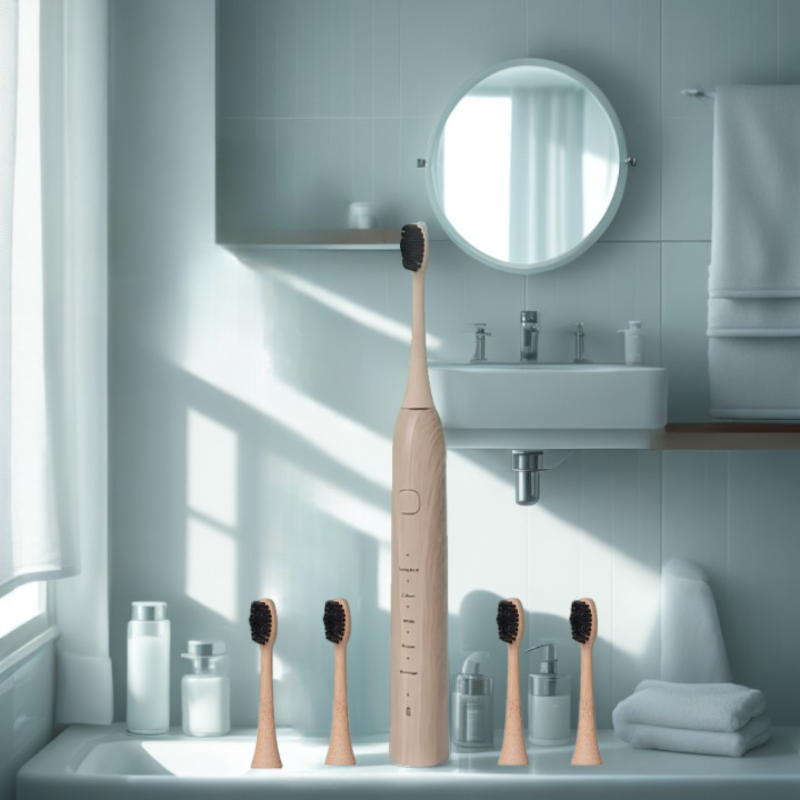 NaturalBambou Pro brosse à dents sonique écologique sans plastique - brosse à dents bambou rechargeable pour sourire éclatant et gencives saines, alternative durable et zéro déchet