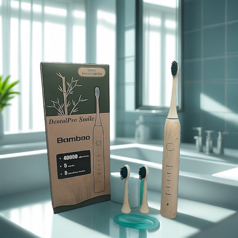 NaturalBamboo Pro brosse à dents sonique écologique sans plastique - brosse à dents bambou rechargeable pour sourire éclatant et gencives saines, alternative durable et zéro déchet