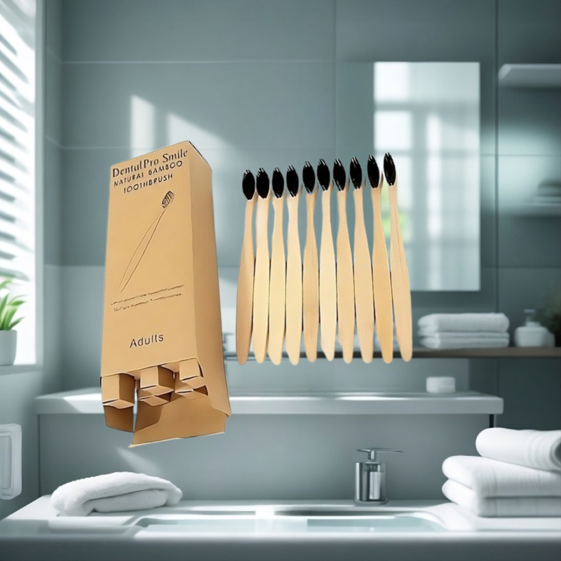Brosse à dents en bambou écologique BambouBrush Pro™, nettoyage en profondeur, poils doux respectueux des gencives, brosse naturelle zéro plastique pour une bouche saine et un sourire éclatant.