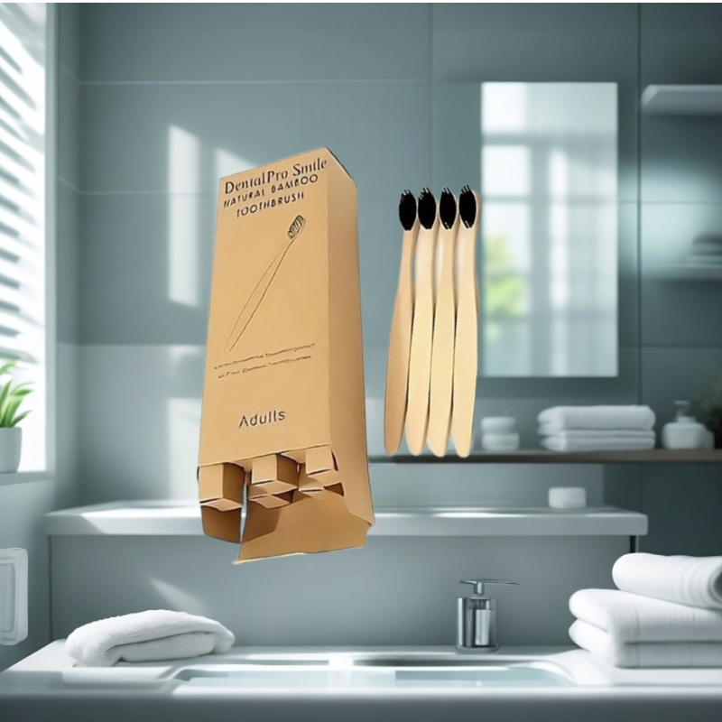 Brosse à dents en bambou écologique BambouBrush Pro™, nettoyage en profondeur, poils doux respectueux des gencives, brosse naturelle zéro plastique pour une bouche saine et un sourire éclatant.