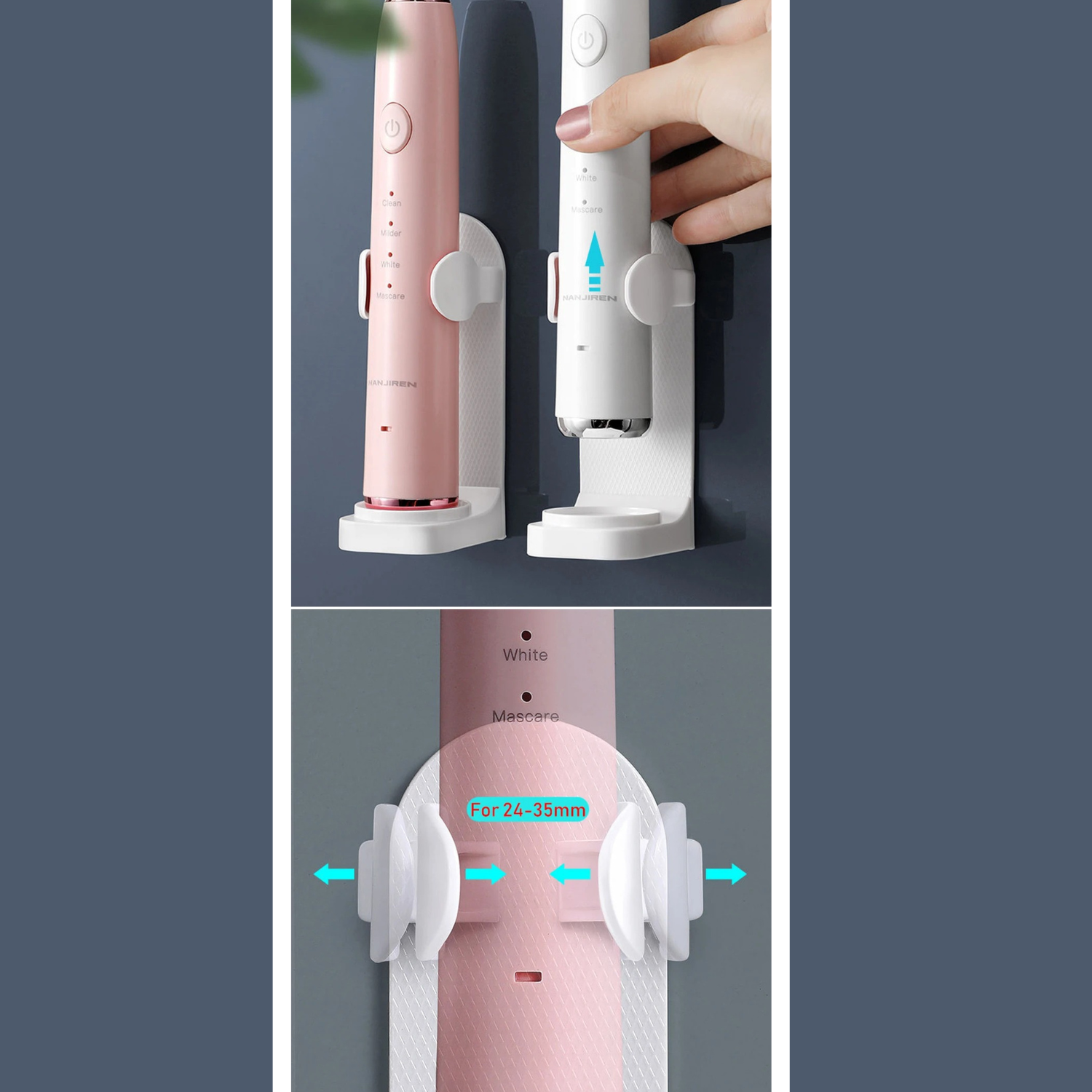 Support mural pour brosse a dent électrique réglable et ajustable
