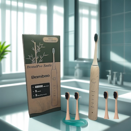 NaturalBambou Pro brosse à dents sonique écologique sans plastique - brosse à dents bambou rechargeable pour sourire éclatant et gencives saines, alternative durable et zéro déchet