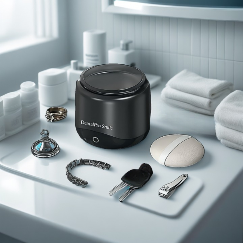 Nettoyeur à ultrasons professionnel UltraClean Pro™ – Élimine les résidus invisibles sur prothèses dentaires, bijoux et aligneurs – Nettoyage rapide en 3 minutes – Résultat impeccable